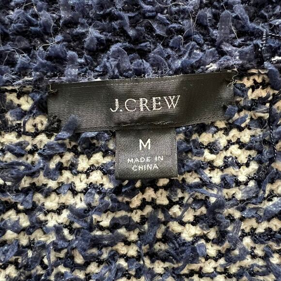 J Crew Cream Navy Open Front Knit Cardigan Preppy Medium - Picture 4 of 5
